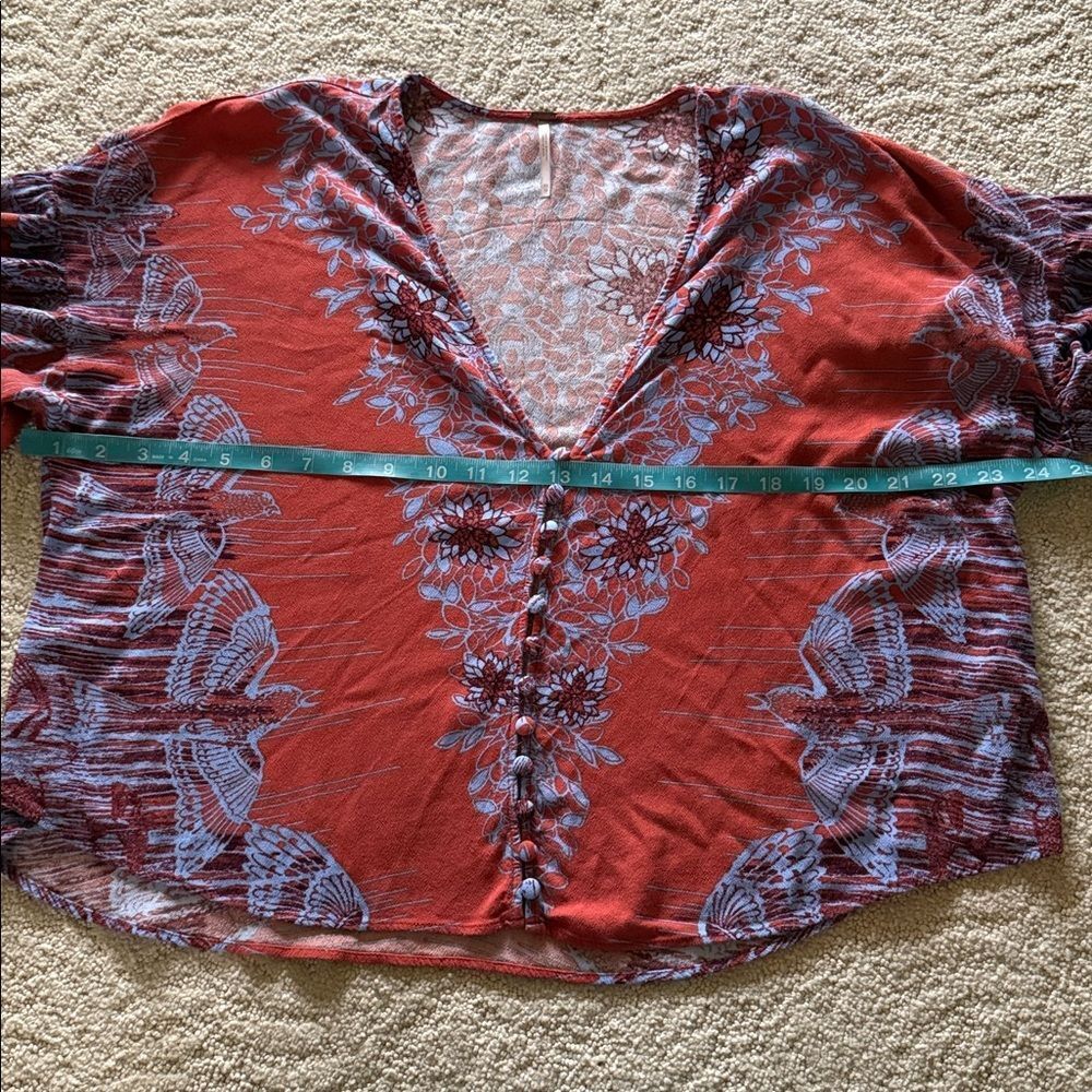 Free People Birds Of A Feather Top Blouse Burnt Orange XS Oversized - Picture 11 of 12